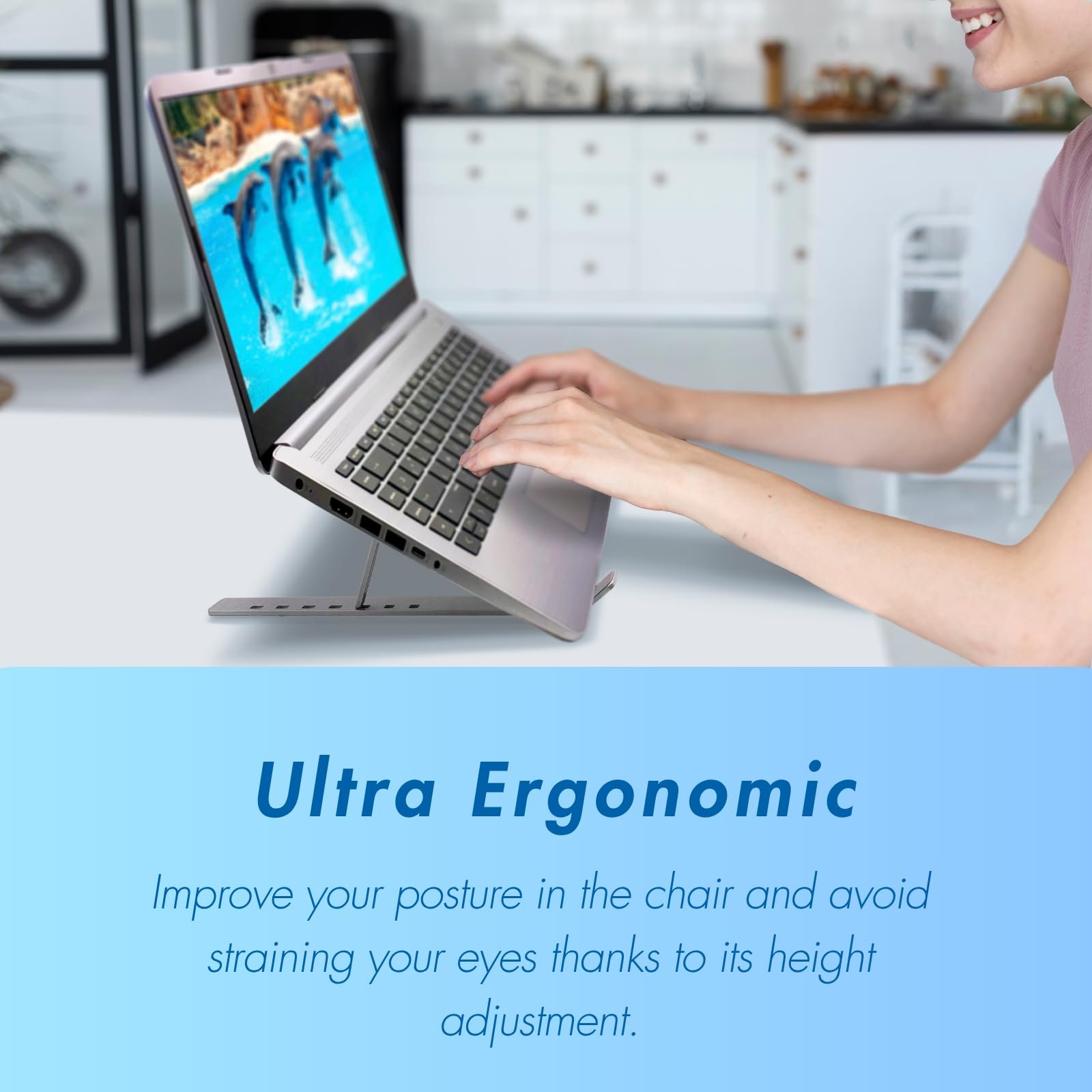 Підставка для ноутбука Dohe, регульована на 7 рівнях, срібляста, фото №6