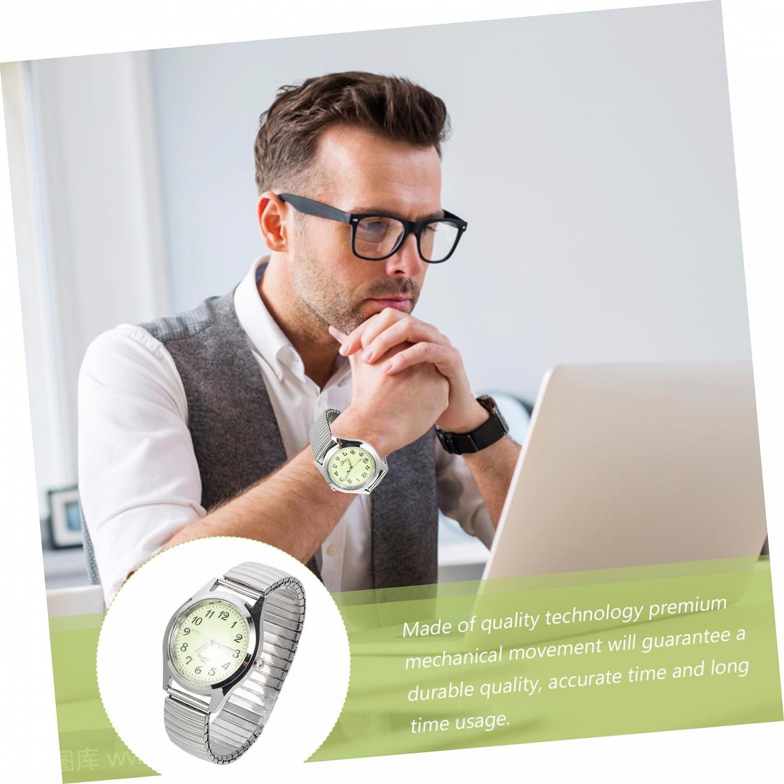 Цифровые часы PartyKindom Casual для пожилых людей с эластичным ремешком. Стильные часы для мужчин и женщин. Легко читать, фото №5