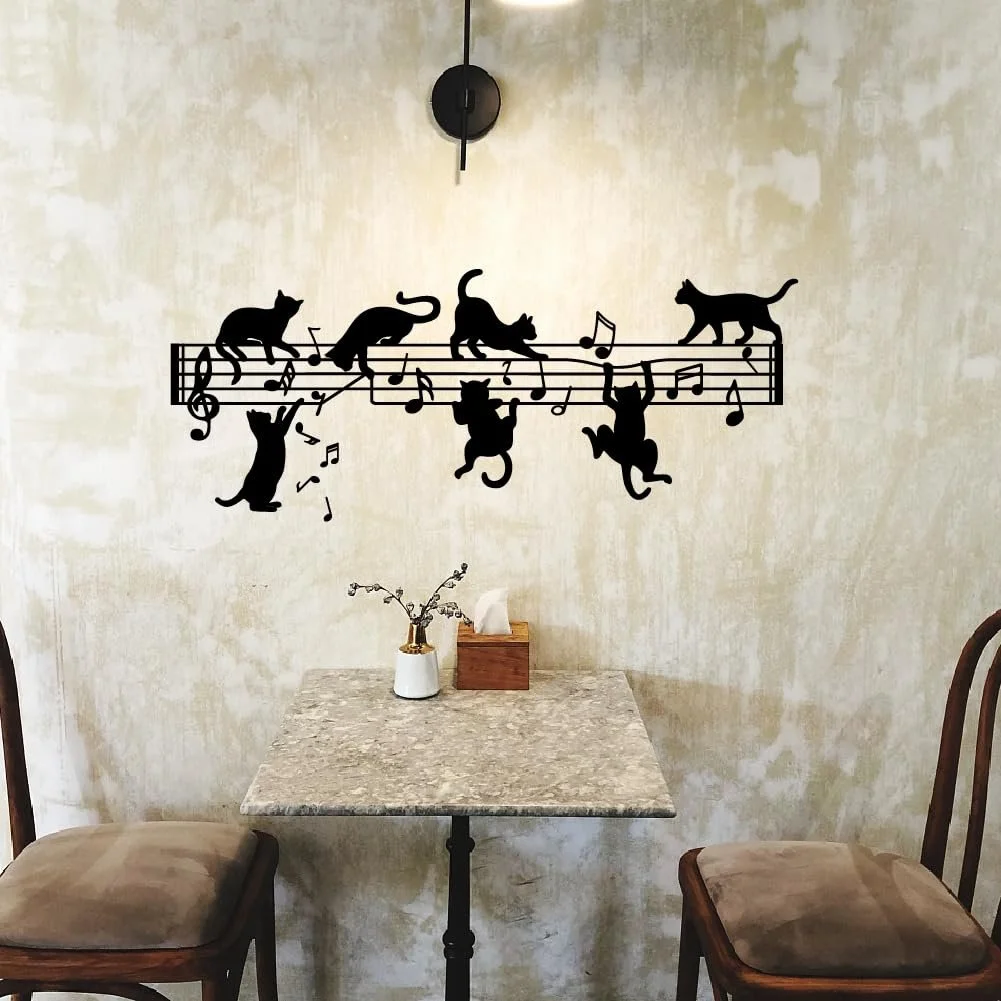Наклейка на стіну SUPERDANT Music Notes Cat вінілова 57 x 35 см дизайн Мелодія для вітальні та спальні, фото №4