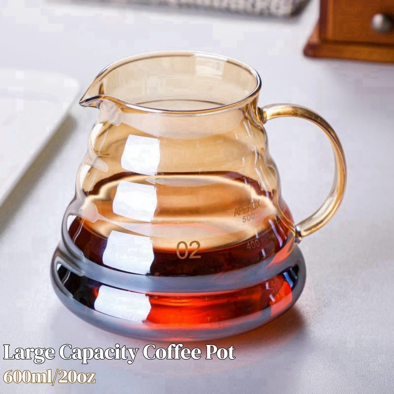 Набір для приготування кави Pour Over, 600 мл, боросилікатне скло, кавник з скляною кришкою, 50 шт паперових фільтрів, фото №6