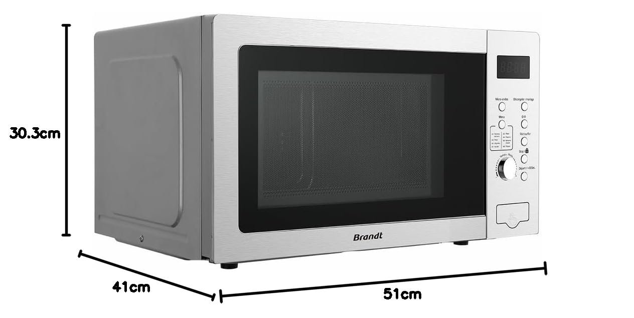 Микроволновая печь с грилем BRANDT GE3000X 30L 700W Grill 1200W 303 x 510 x 410 mm Timer 60 min Stainless Steel, фото №8 Микроволновая печь с грилем BRANDT GE3000X 30L 700W Grill 1200W 303 x 510 x 410 mm Timer 60 min Stainless Steel, фото №8