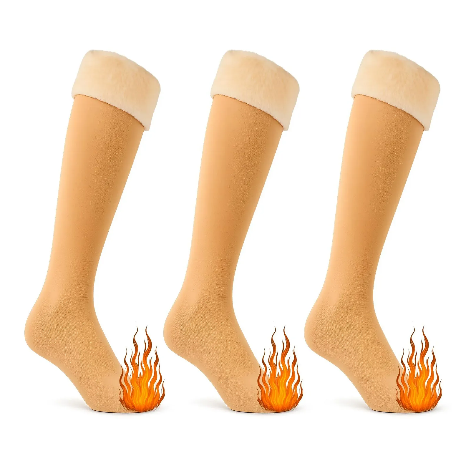 Термоноски женские чулки до колена, средние, с очень мягкой внутренней стороной, теплые и удобные термоноски для зимы (One Size), фото №1