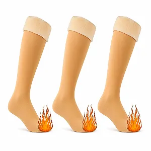 Термоноски женские чулки до колена, средние, с очень мягкой внутренней стороной, теплые и удобные термоноски для зимы (One Size) - Фото 1