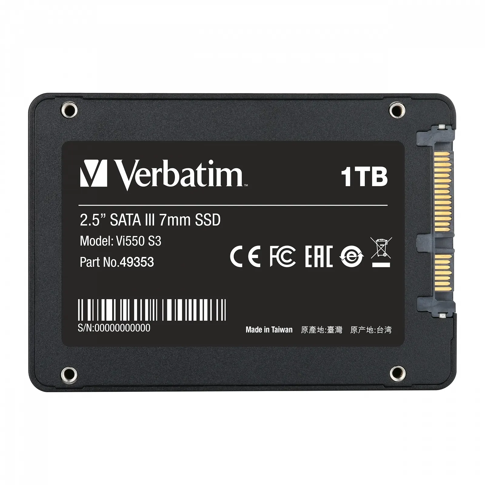 Внутрішній SSD-накопичувач Verbatim Vi550 S3 1ТБ 2.5" SATA III 3D NAND Black, фото №3