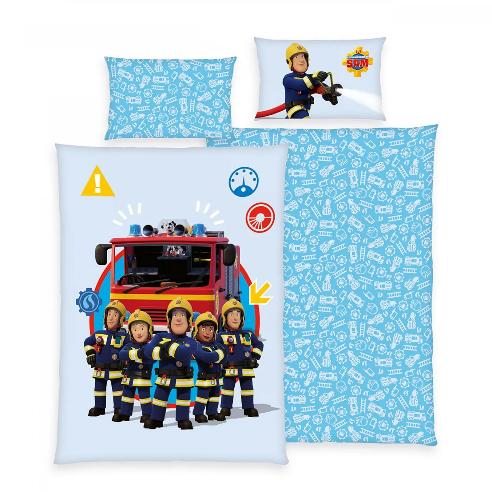 Комплект детского постельного белья Fireman Sam Fire brigade Crew Pontypandy 100 x 135 см + 40 x 60 см, хлопок, на молнии Синий, фото №3