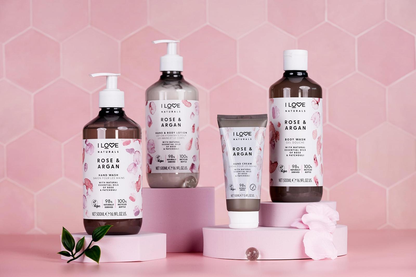 Гель для душу I Love Naturals Rose & Argan з оліями троянди та пачулі 3 x 500 мл, фото №8