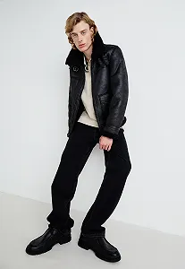 Чоловіча шкіряна куртка Levis - Lsefaux Leather Sherpa Black - L synthetic.ua - Фото 1