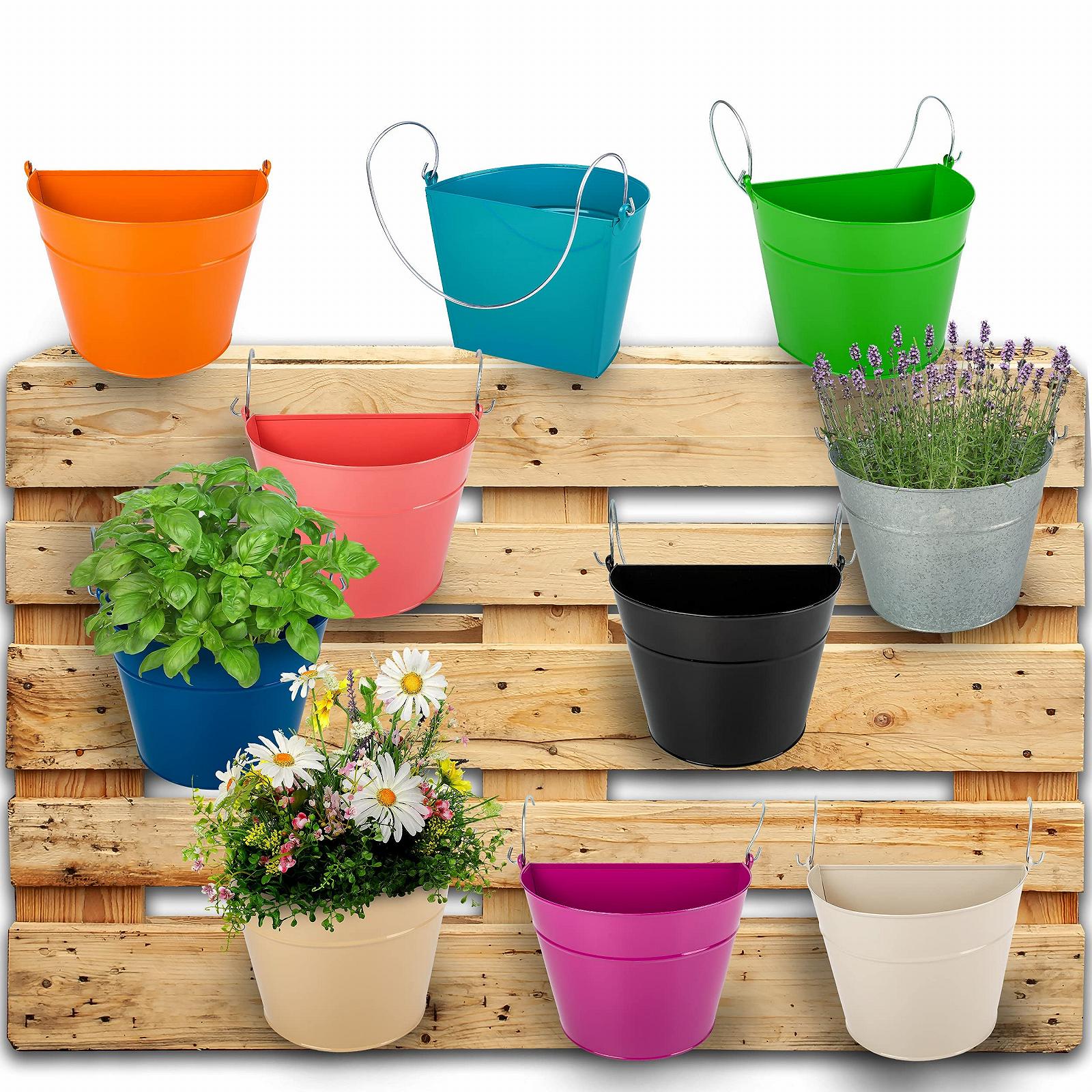 Набір підвісних горщиків 22 см металевий напівкруглий антрацит 5 шт., фото №7 Набір підвісних горщиків 22 см металевий напівкруглий антрацит 5 шт., фото №7