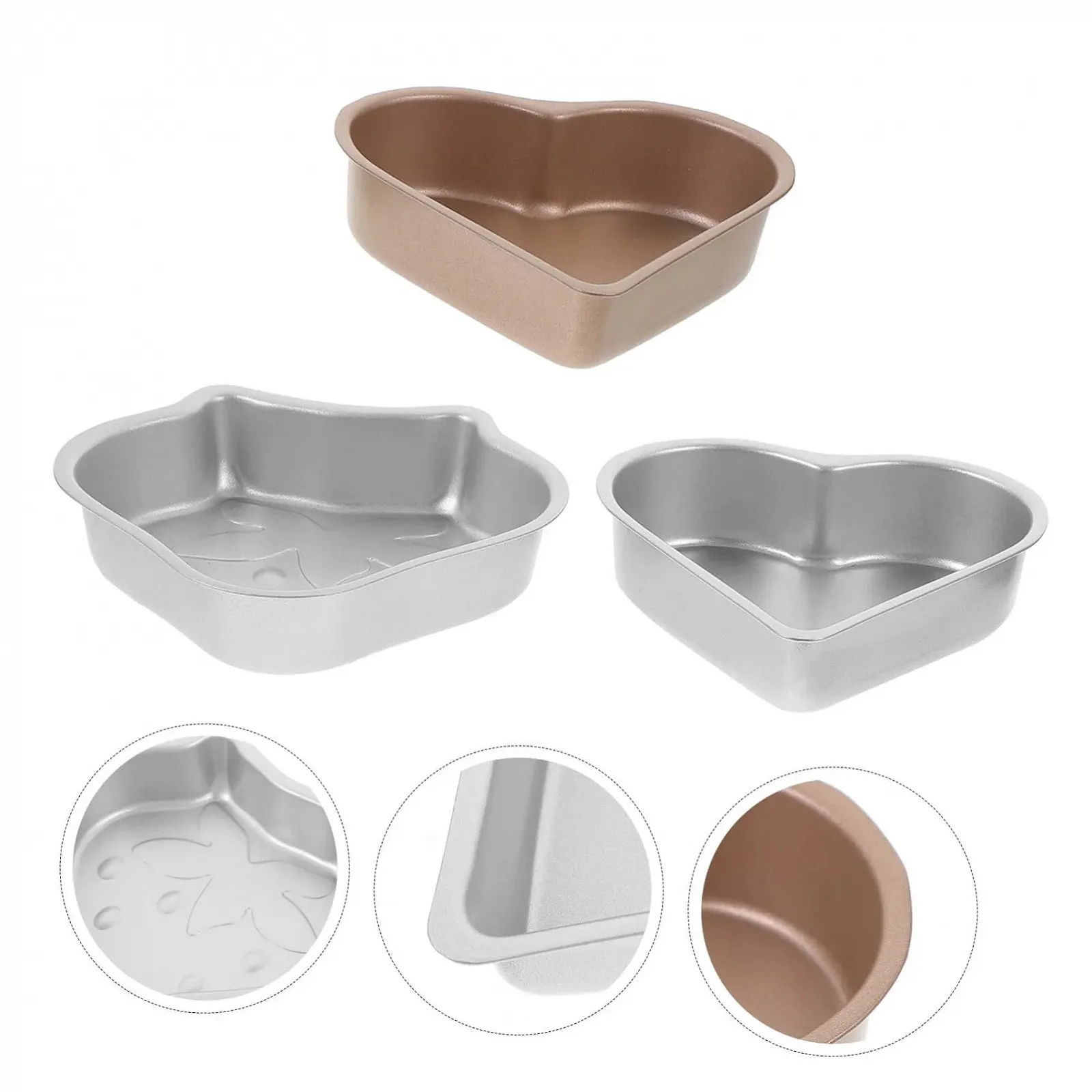 Форми для пудингу 3 шт. міні серцеподібні з високовуглецевої сталі з антипригарним покриттям, фото №5