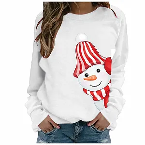 Женский рождественский свитшот с длинными рукавами, принт, повседневная рождественская толстовка с карманом, рождественский джемпер - Фото 1