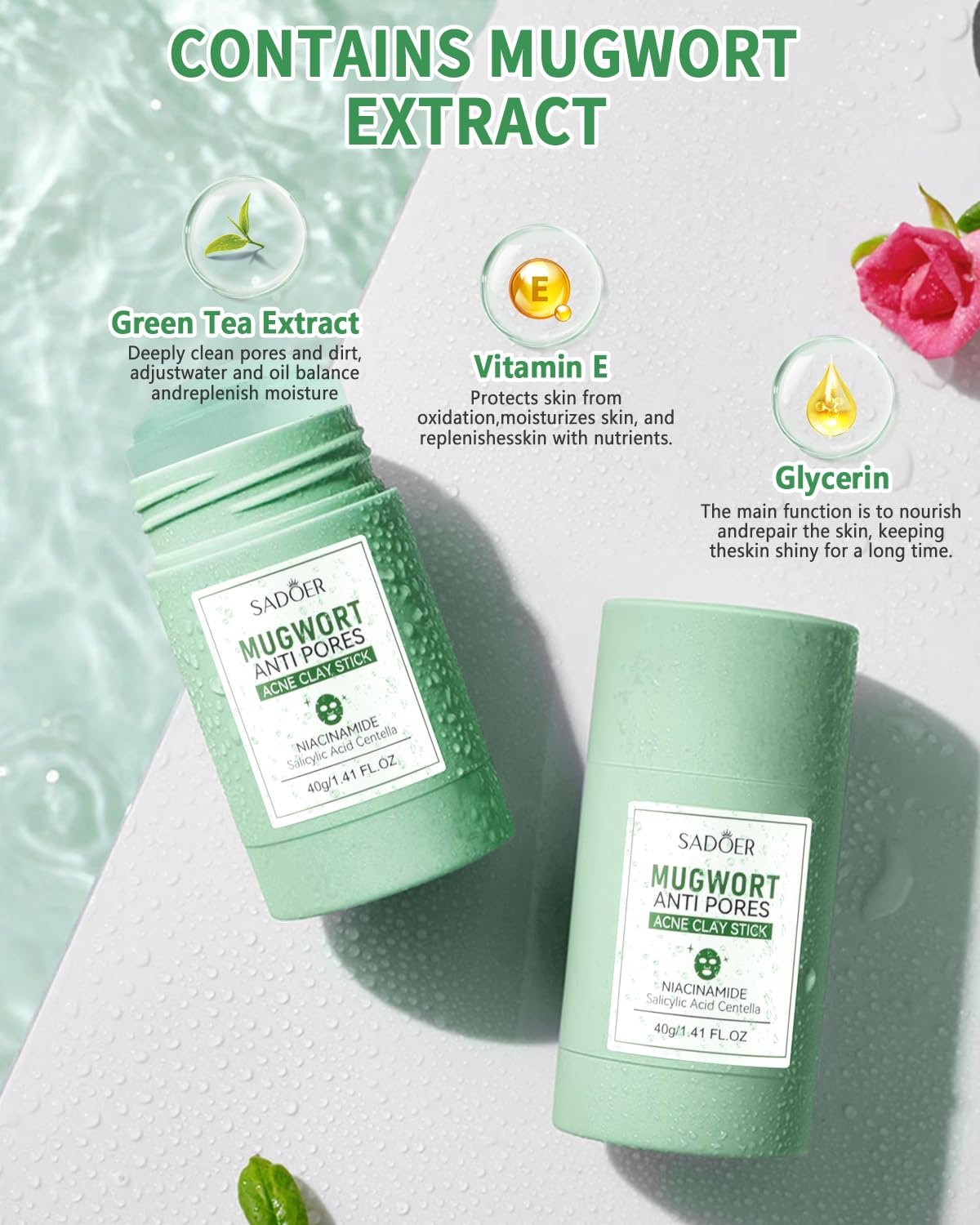 Маска-стік Зелений Чай для глибокого очищення пор, з екстрактом зеленого чаю, 2 шт, фото №2