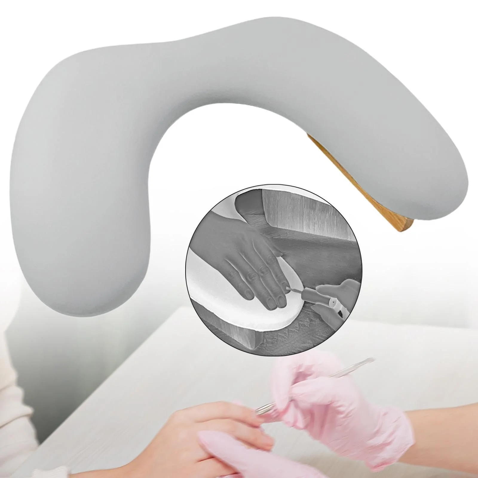 Підлокітник Generic, подушка для рук для манікюру, сіра, фото №6