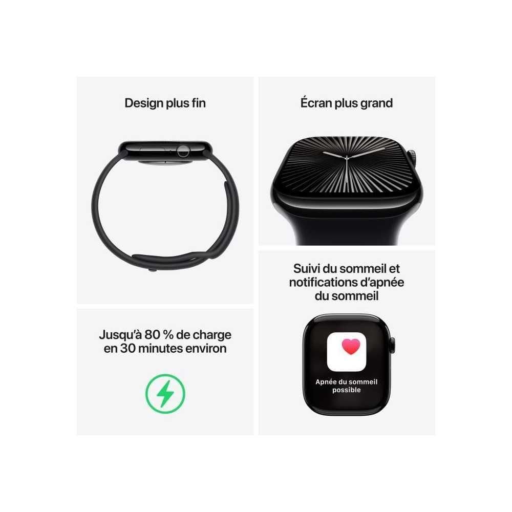 Смарт-годинник Apple Series 10 (GPS + Cellular 46мм) Алюмінієвий корпус сріблястий, спортивний ремінець денім (M/L), фото №3