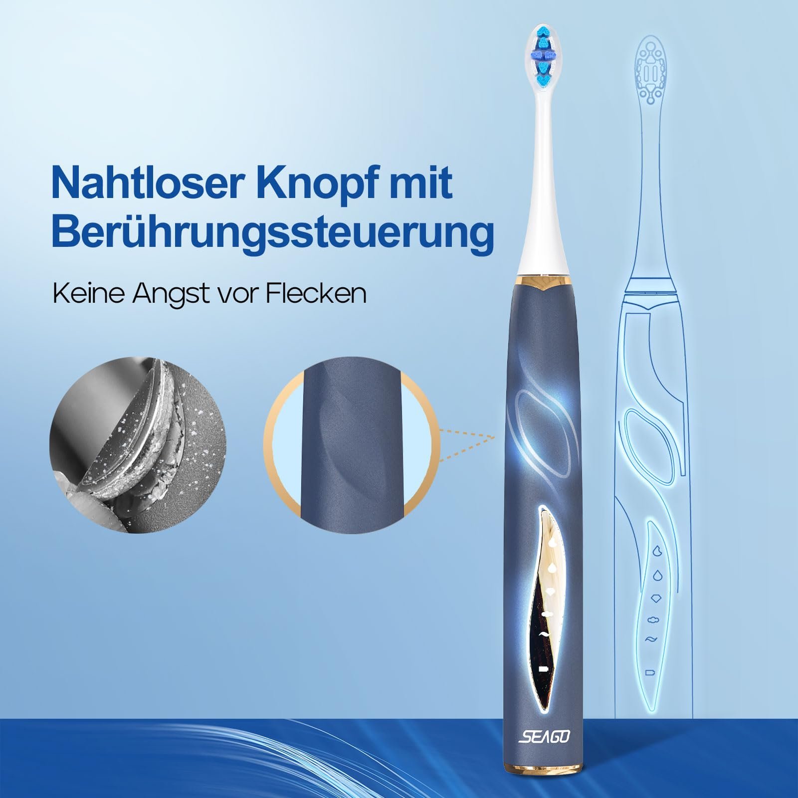 Електрична зубна щітка Seago Sonic SG2753 5 режимів Blue, фото №6