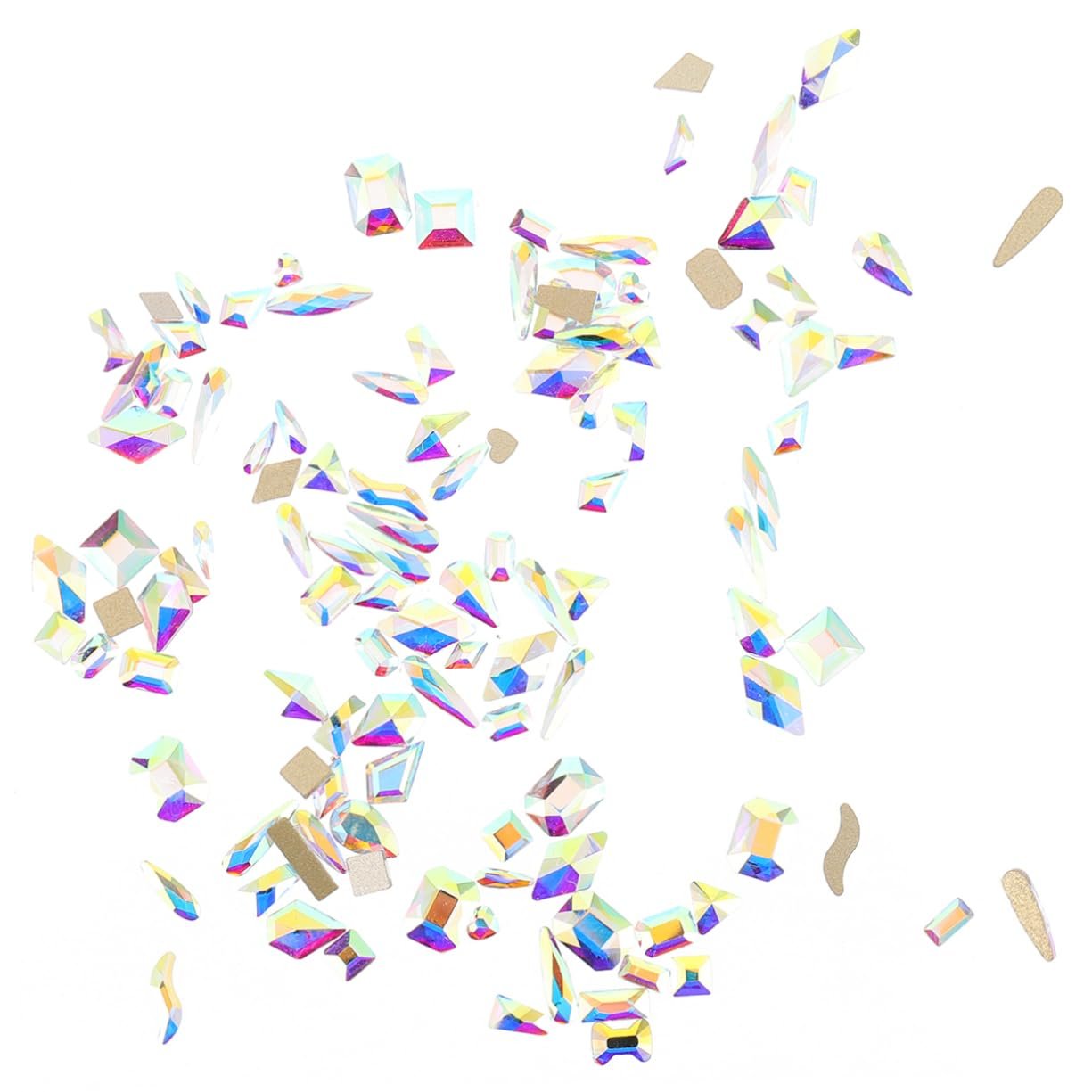 Стрази для нігтів Beavorty, кристали, наклейки дорогоцінні камені, діаманти, 3D акрилові , плоска упаковка 100 шт., фото №1