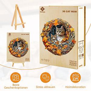 Дерев'яний пазл 3D Cat Mother 280 елементів synthetic.ua - Фото 1