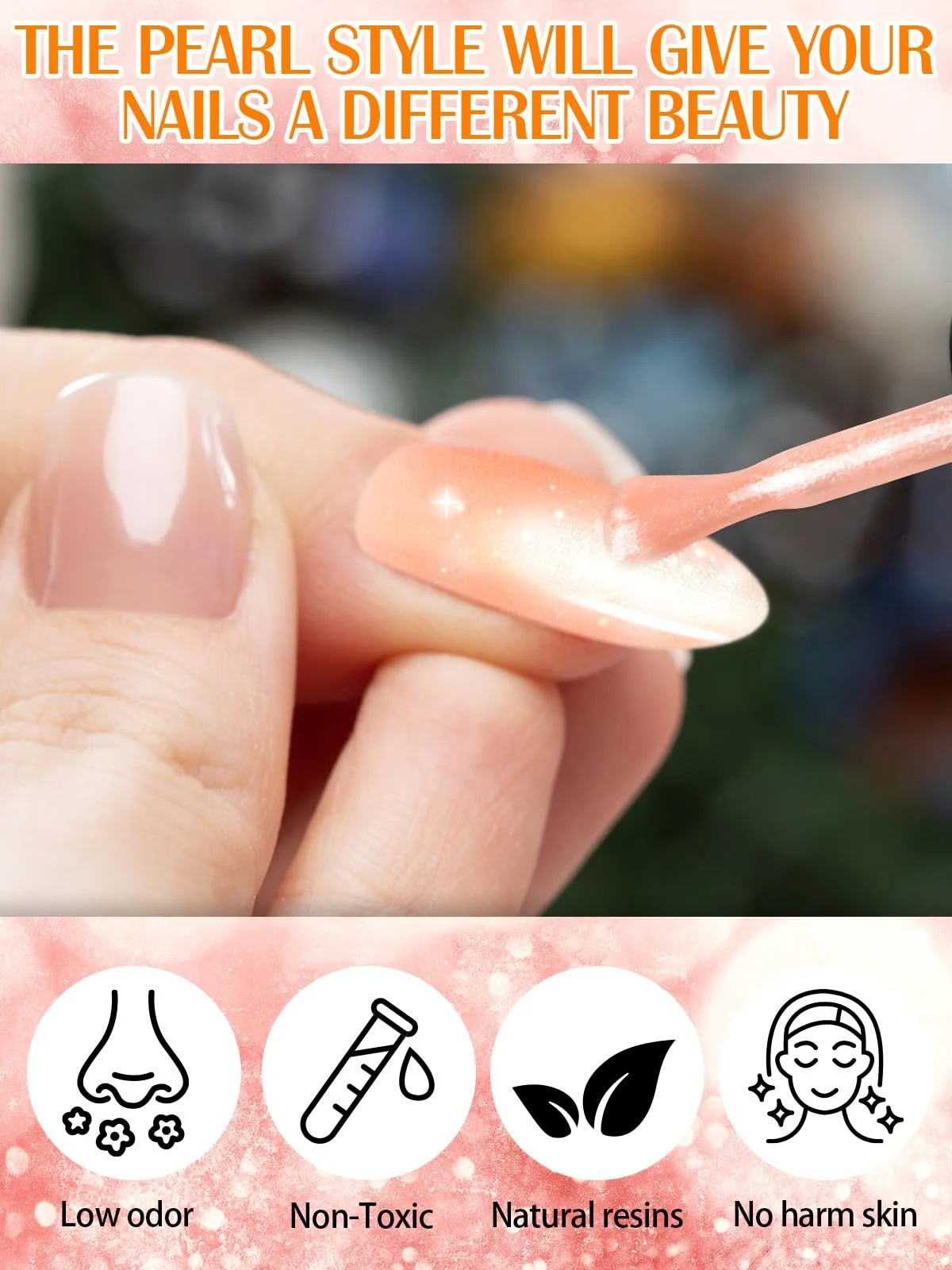 Гель-лак EBANKU Jelly Прозрачный розовый, серебристый шиммер, 10 мл, фото №6