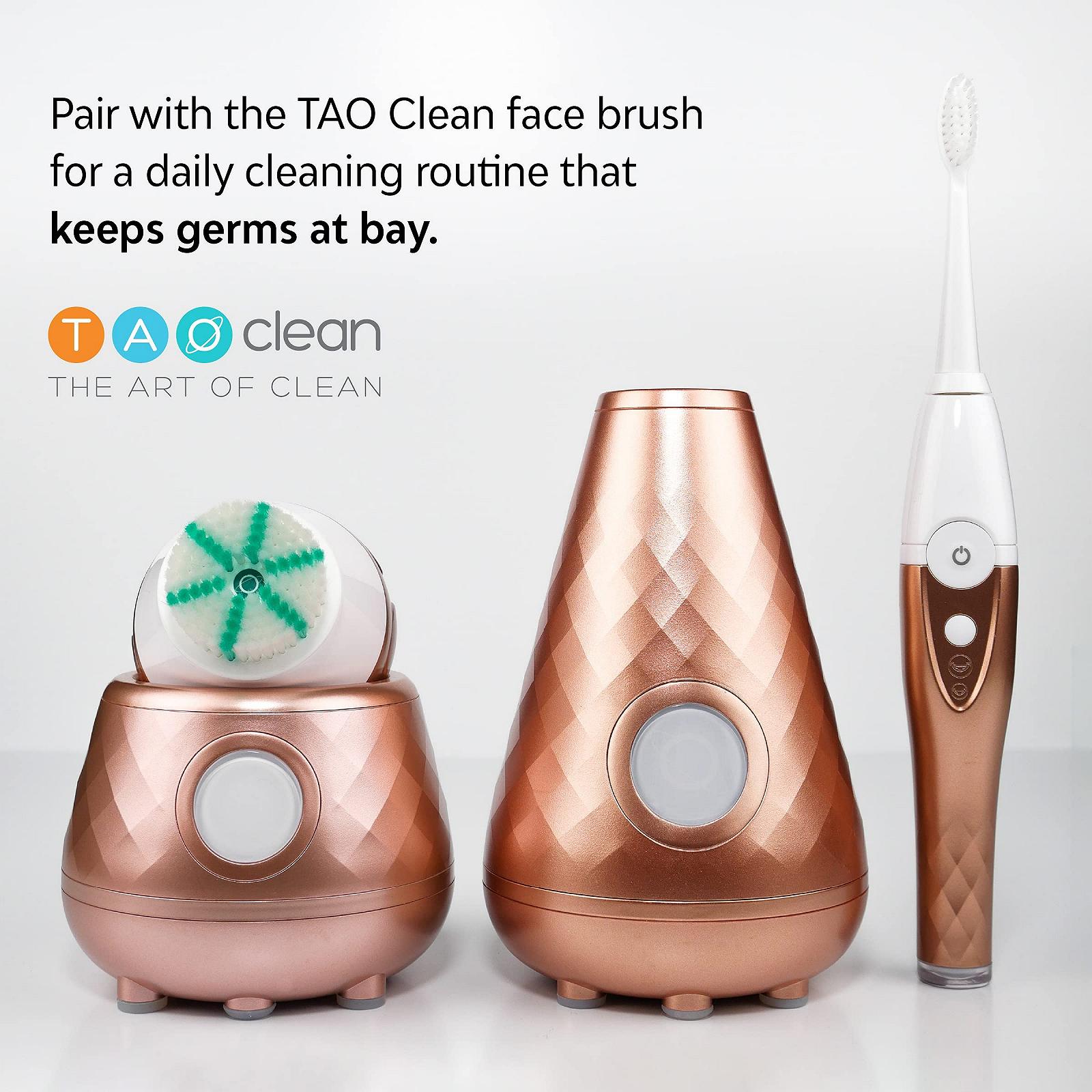 Електрична звукова зубна щітка Tao Clean з УФ-дезінфектором та станцією очищення 2 швидкості Rose Gold, фото №8
