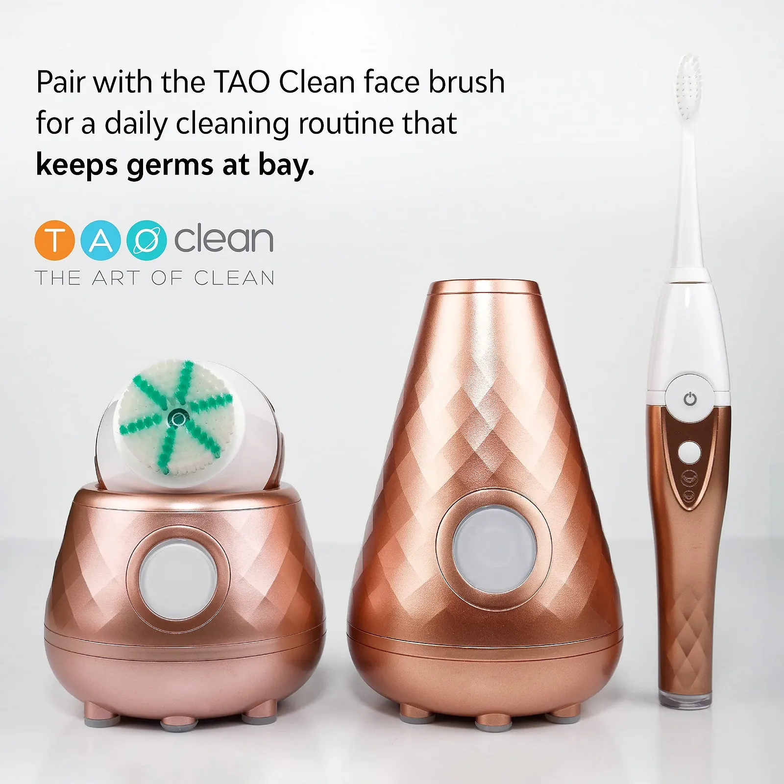 Электрическая звуковая зубная щетка Tao Clean с УФ-дезинфектором и станцией очистки 2 скорости Rose Gold, фото №8