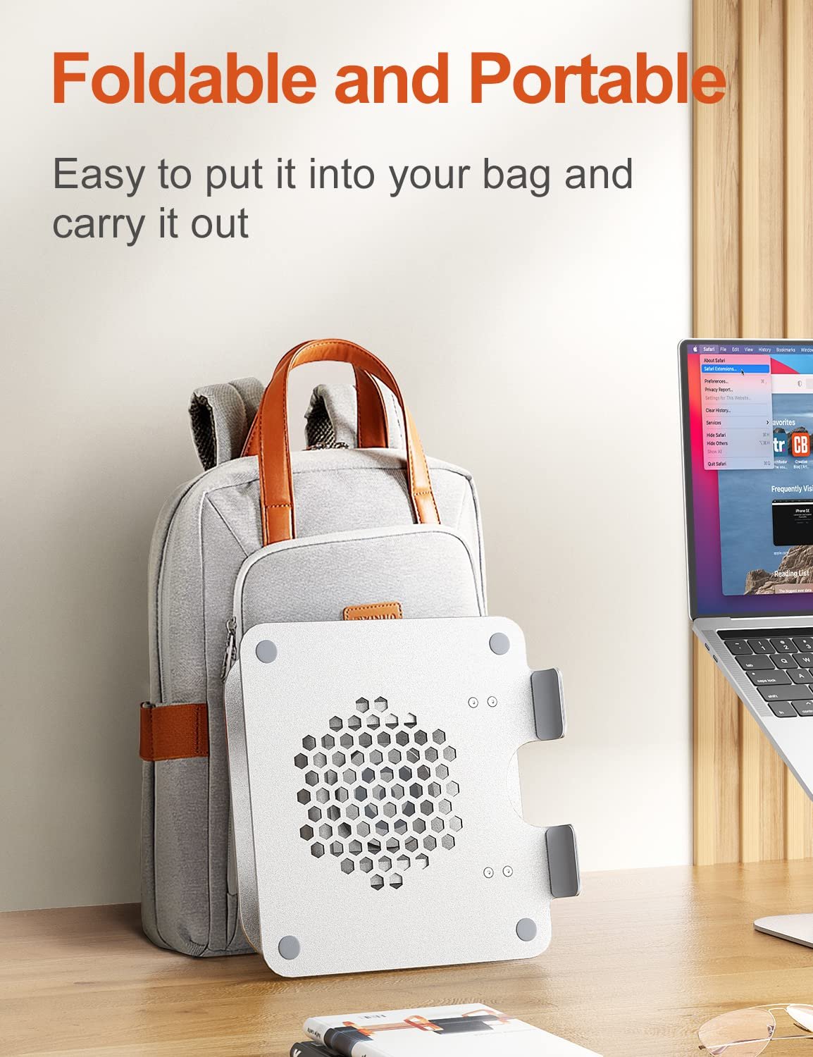 Підставка для ноутбука з основою, що обертається на 360 градусів, ергономічна, регульована по висоті, срібляста, для ноутбуків 10-17 дюймів, фото №6