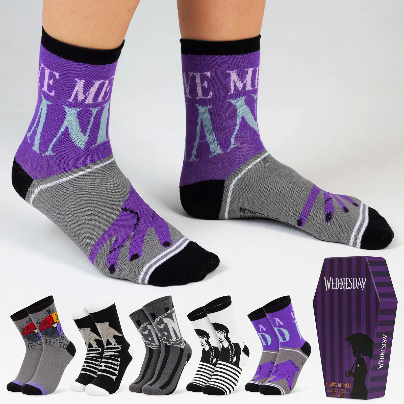 Шкарпетки Wednesday Addams для жінок та підлітків, Набір з 5 пар, фото №4