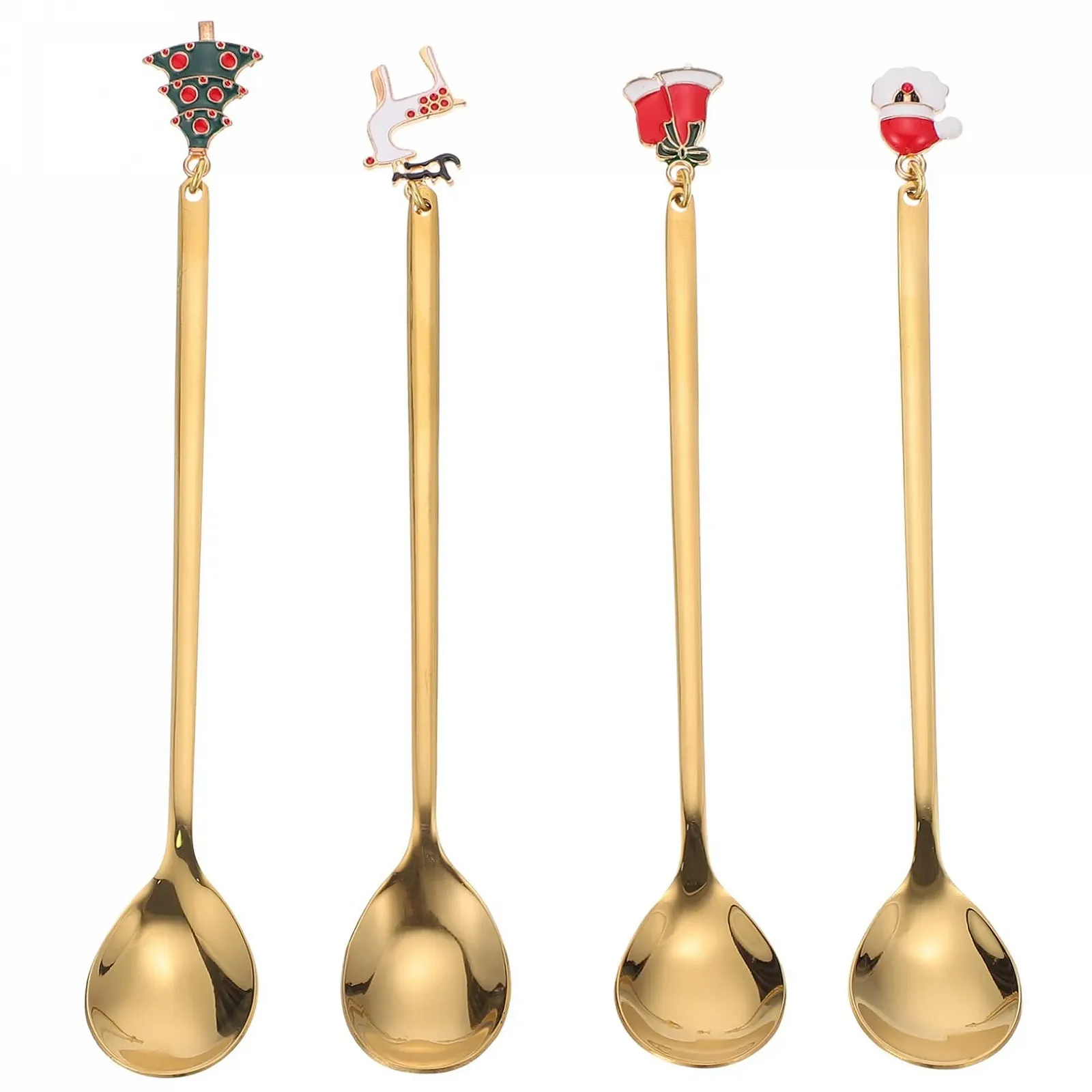 Ложка HEMOTON 4 шт. з нержавіючої сталі для десертів, різдвяна, фото №1