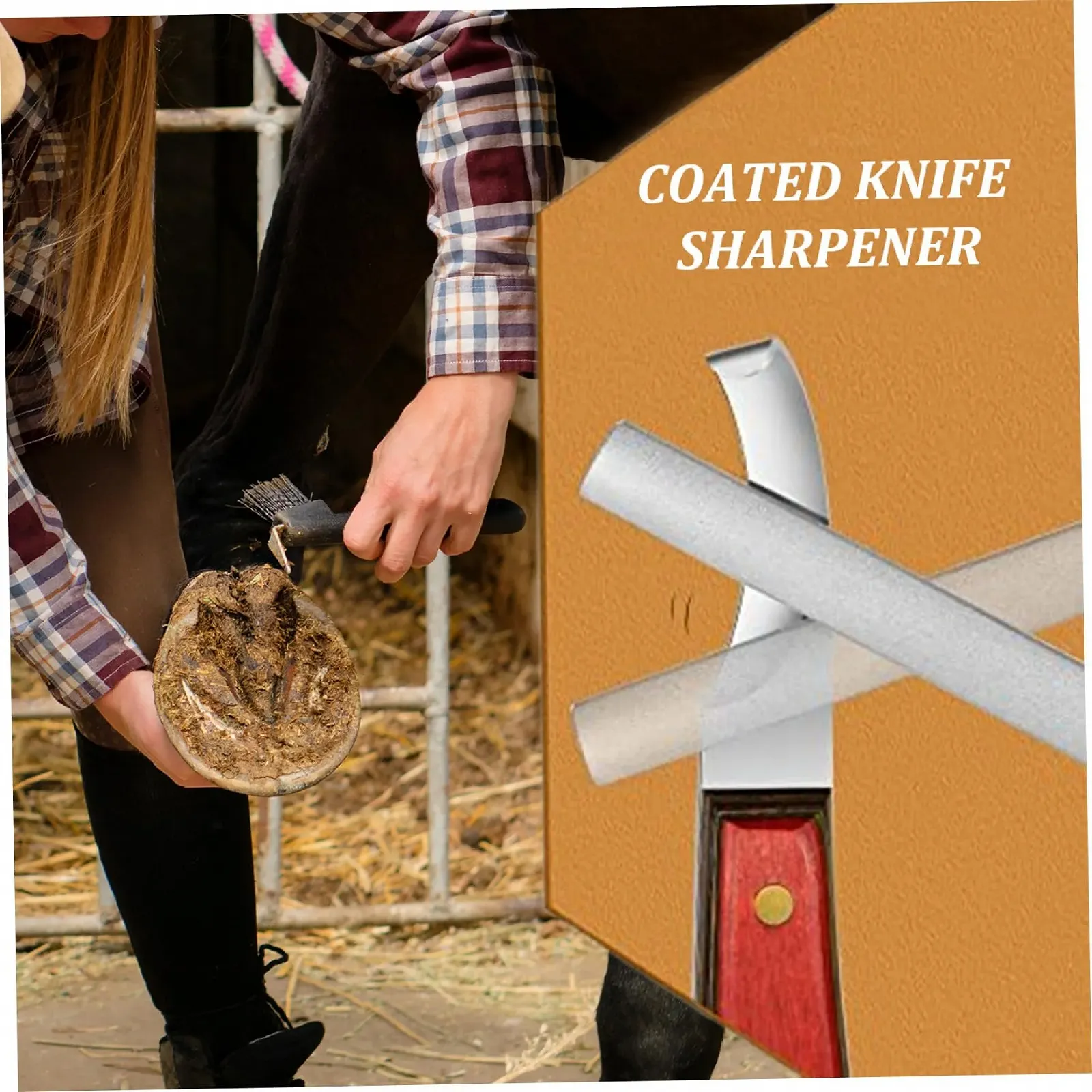 Точило для копитних ножів 25.4 см керамічне з гумовою ручкою портативне з отвором для підвішування, фото №5