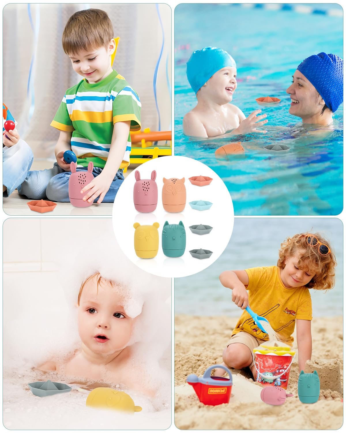 Набір з 8 силіконових тварин для ванни, фото №6