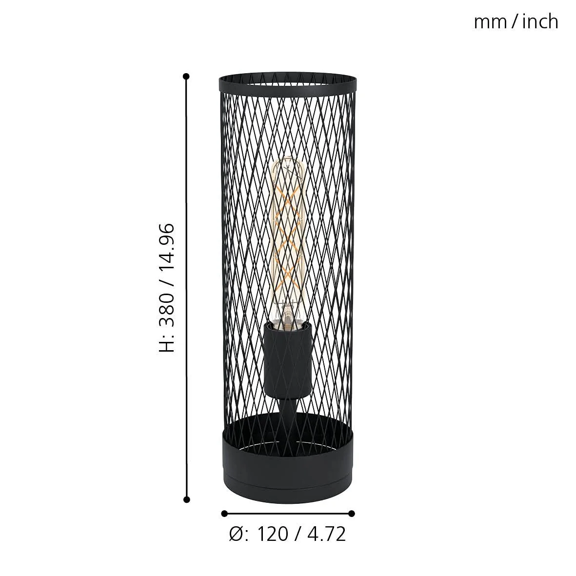 Настільна лампа EGLO Redcliffe Industrial Metal Black E27, фото №6
