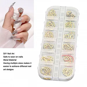 3D Набор цепочек для ногтей Mix, 3D Цветные подвески для ногтей, Стразы для ногтей для подвесок, 12 решеток DIY украшений для ногтей для салонов красоты, 2 коробки synthetic.ua - Фото 1