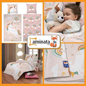 Детское Постельное Белье Aminata kids С рисунком Единорога 135 x 200 см, Хлопок, Розовый Радуга synthetic.ua - Фото 1