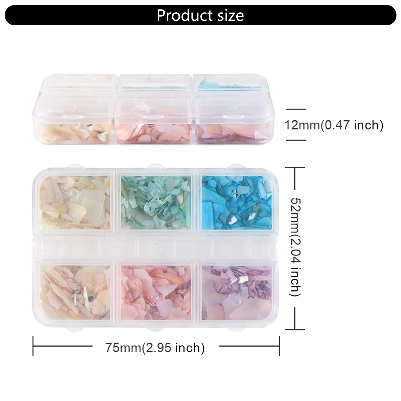 Блёстки для ногтей Naturalschalennägel, 6 разных цветов, фото №8