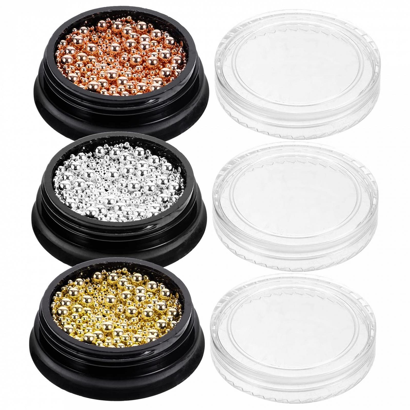 Украшения для ногтей Стальные шарики FOMIYES Розовое золото, 3 коробки, фото №1