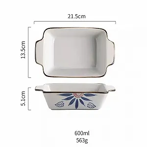 Форма для запекания керамическая ручной росписи глубокая с ручками порцеляна synthetic.ua - Фото 1