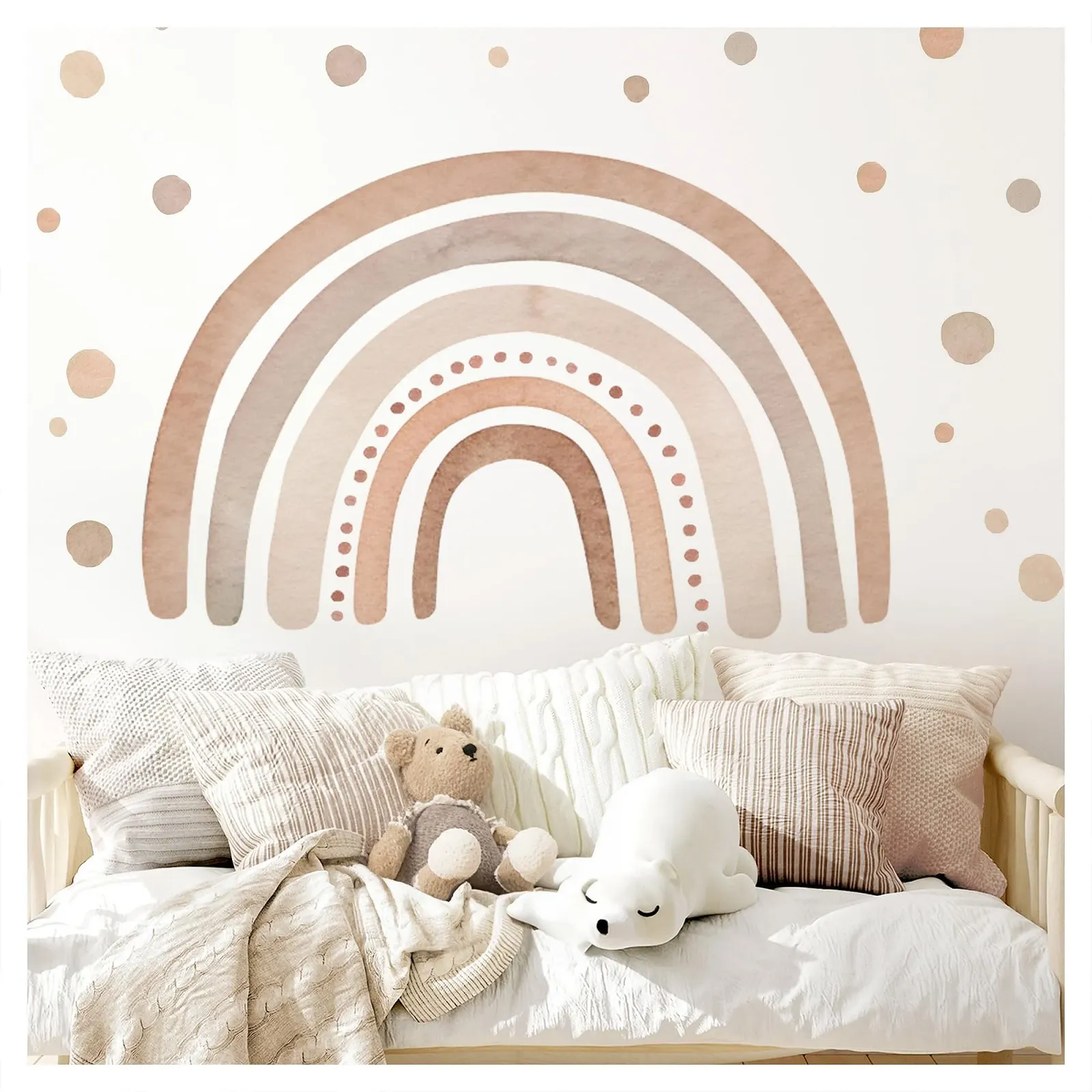 Наклейка на стену Little Deco DL5006 M Радуга с точками Коричневый, фото №1