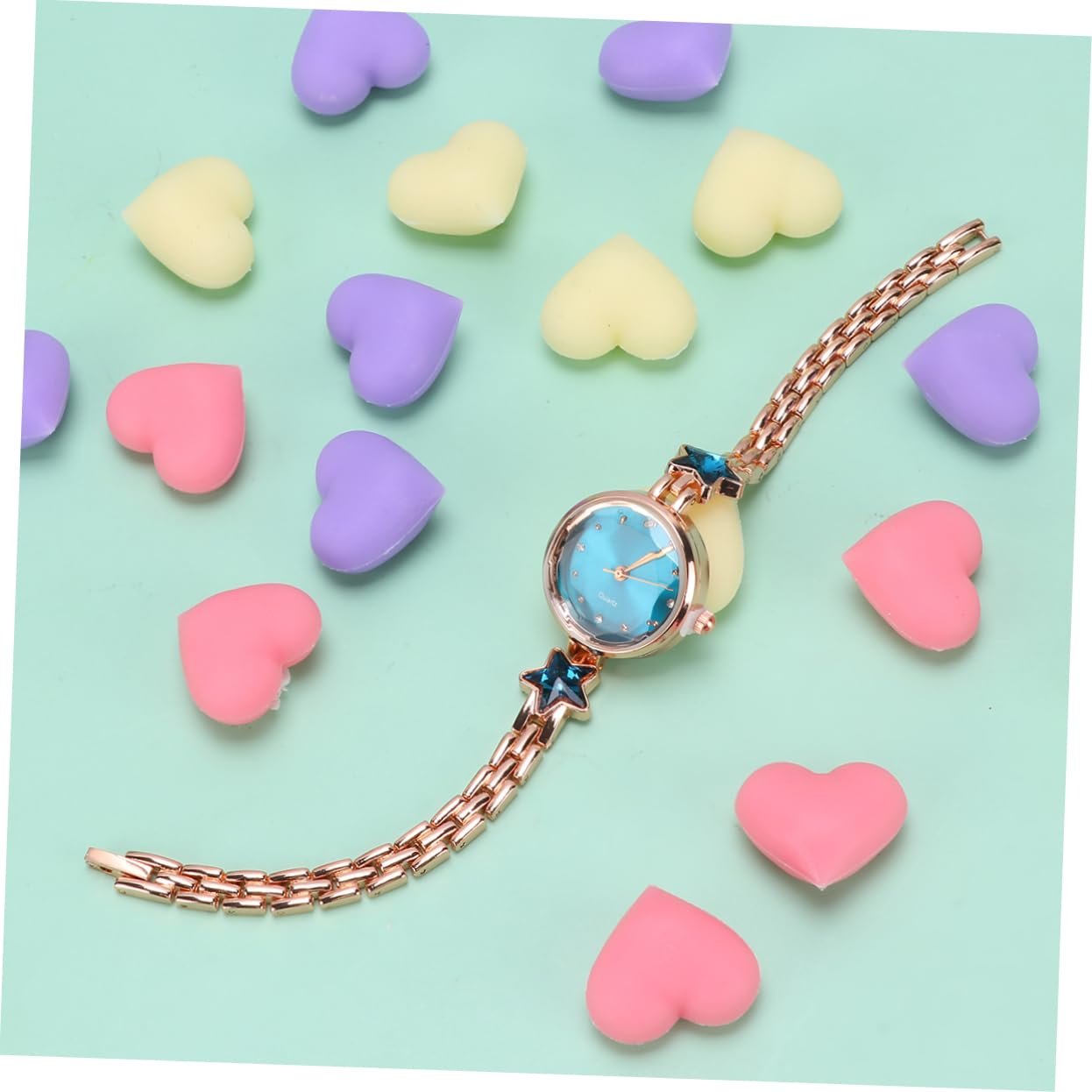 Женские наручные часы OATIPHO Браслет из розового золота Регулируемый браслет Синий, фото №7