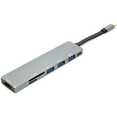 Концентратор USB 3.1 Type-C to Hub HDMI Card Reader SD micro PowerPlant CA912094, фото №1