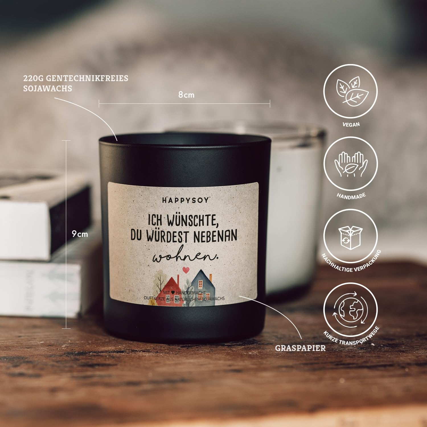 Подарки для девушек - Ароматическая свеча с надписью Ручная работа Соевый воск Черный, фото №4