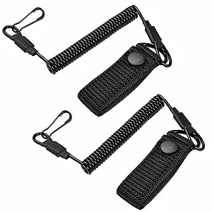 Тактичний брелок Paracord з карабіном Fhioevt, 2 шт, спіральний кабель, нейлон, 150 см, чорний - Фото 1