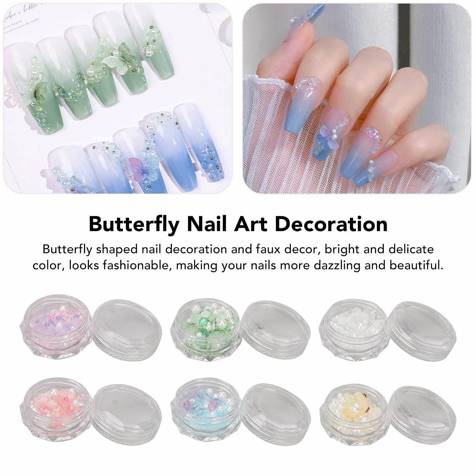 Набор украшений для ногтей 3D Бабочка Harz 6 коробок, искусственный жемчуг, фото №4