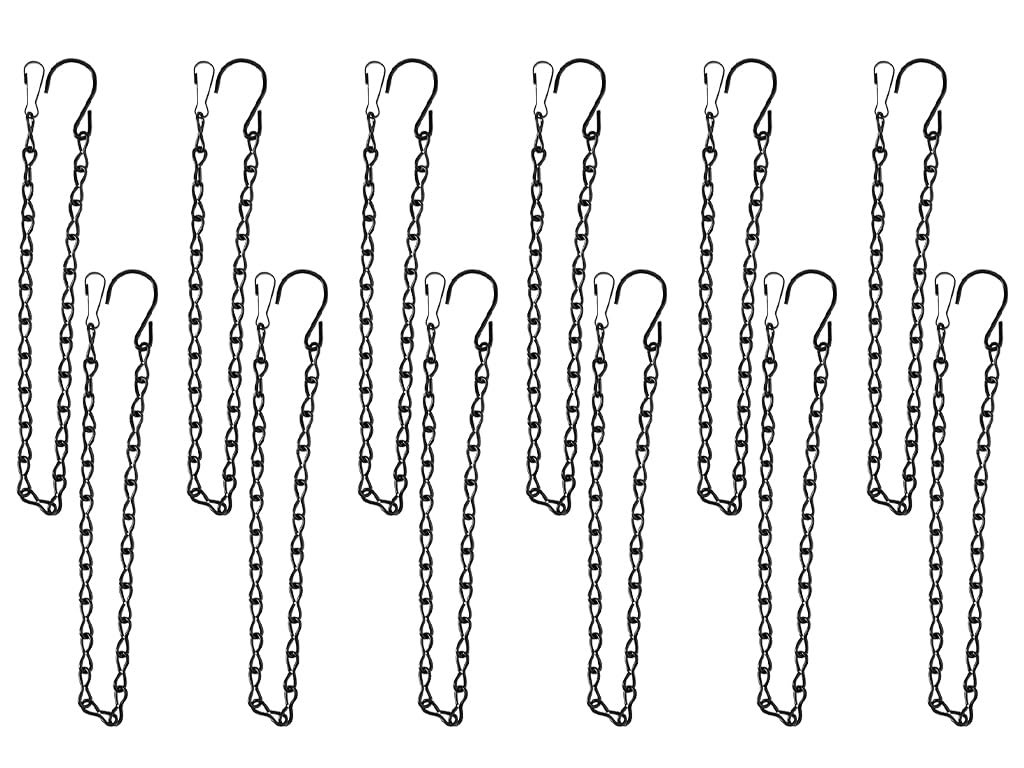 Ланцюжки для підвісних кошиків Набір 12 шт. Металеві з гачками 50 см Чорний, фото №1 Ланцюжки для підвісних кошиків Набір 12 шт. Металеві з гачками 50 см Чорний, фото №1
