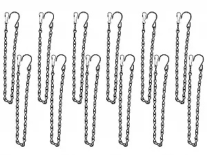 Цепочки для подвесных корзин Набор 12 шт. Металлические с крючками 50 см Черный - Фото 1