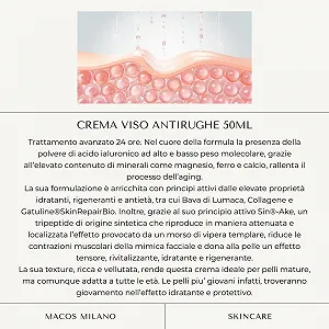 Крем для обличчя MACOS MILANO Anti-Wrinkle Face Cream зі слизом равлика та колагеном 50 мл synthetic.ua - Фото 1