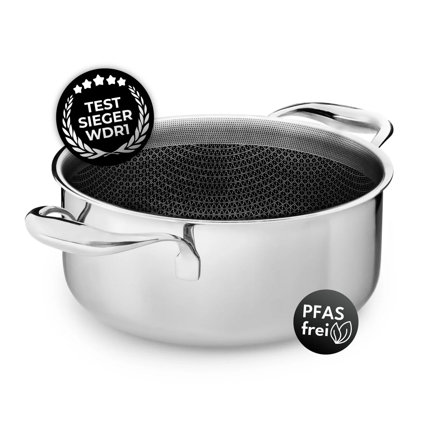 Каструля Onyx Cookware 20 см, 2.8 л, з покриттям, індукційна, для всіх типів плит, стійка до подряпин, антипригарна поверхня, 3-шарова нержавіюча сталь/алюміній, фото №4 Каструля Onyx Cookware 20 см, 2.8 л, з покриттям, індукційна, для всіх типів плит, стійка до подряпин, антипригарна поверхня, 3-шарова нержавіюча сталь/алюміній, фото №4