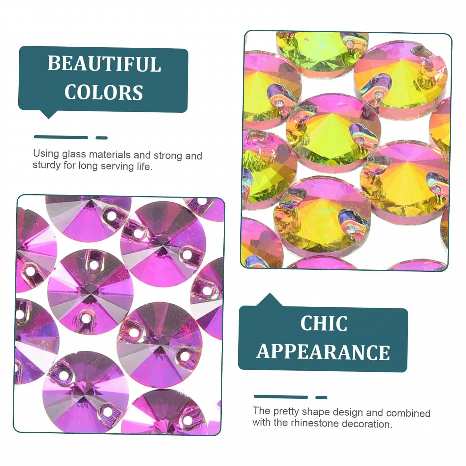 Стрази NUOBESTY Модні 48 шт. Кришталеві скляні намистини для пришивання Блискучі прикраси для одягу та багажу, фото №8