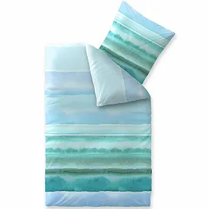 Постільна білизна CelinaTex Fashion Davia Stripes 135x200 см 2 предмети бавовна renforcé з блискавкою наволочка 80x80 см бірюзово-біло-зелена - Фото 1