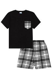 Пижамный набор ThePyjamaFactory Хлопок Чёрный и белый в клетку для мальчиков - Фото 1