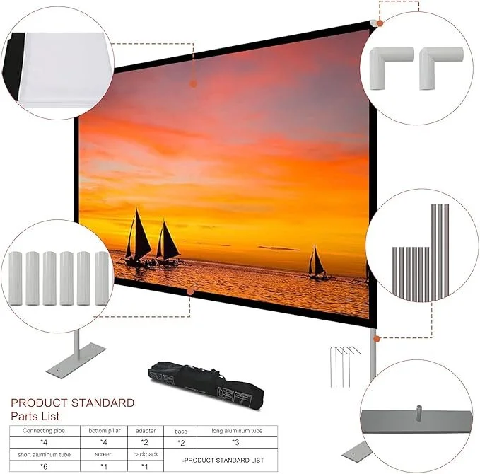 Проекционный экран HOIN 100" / 221 х 125 см / Переносной / Белый, фото №3