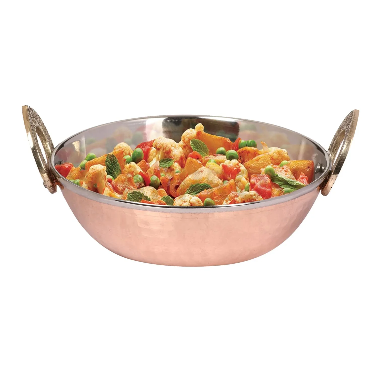Набор мисок для подачи Zap Impex Karahi 2 шт. Hammered Copper & Stainless Steel 13 см (300 мл), фото №8