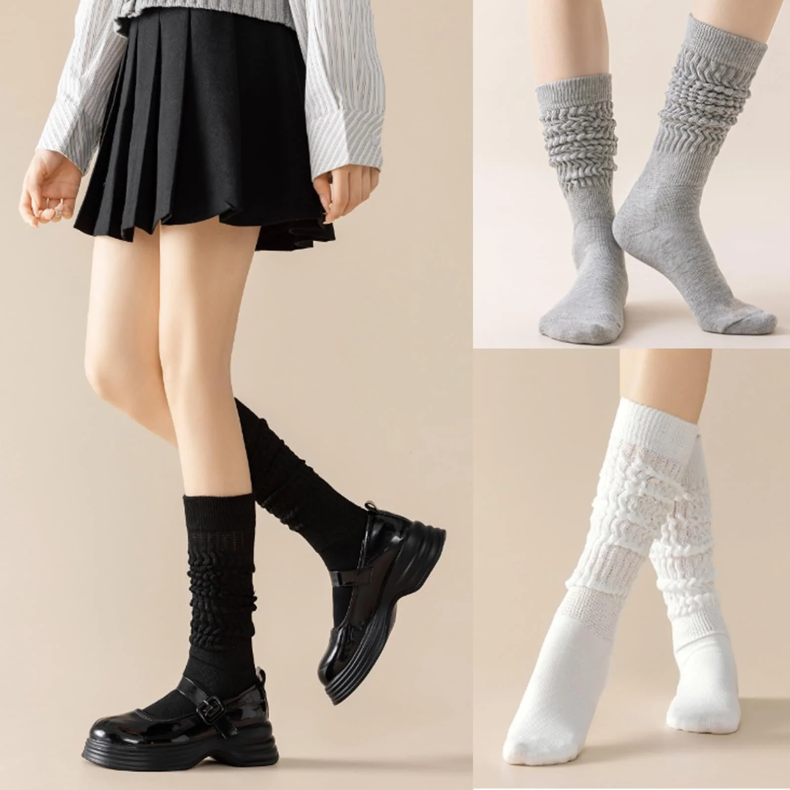 Жіночі в'язані шкарпетки до коліна (3 пари) для зими, фото №7